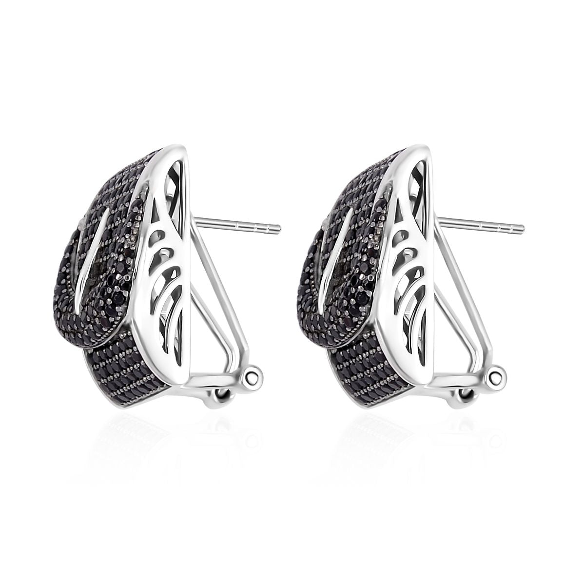 Schwarzer Spinell Ohrringe, 925 Silber, ca. 2.11 ct