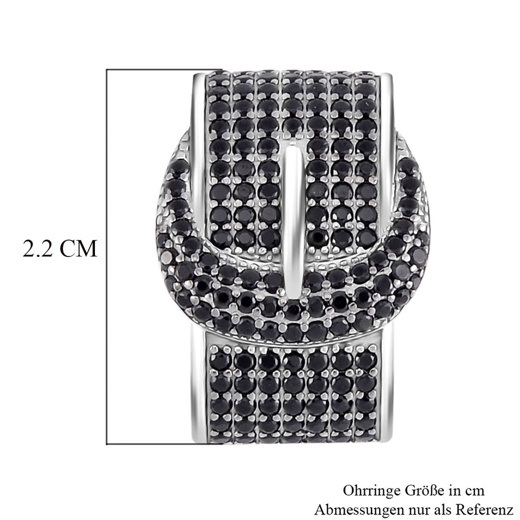 Schwarzer Spinell Ohrringe, 925 Silber, ca. 2.11 ct