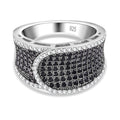 Weißer Zirkon, Schwarzer Spinell Ring, 925 Silber, (Größe 16.00) ca. 1.40 ct
