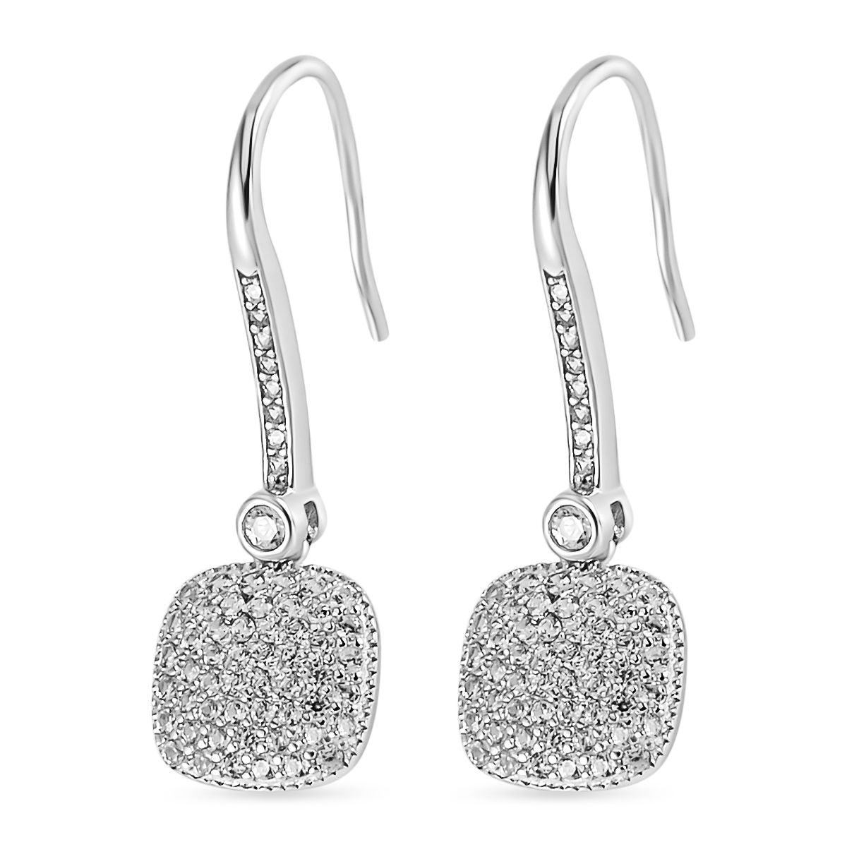 Natürlicher Weißer Zirkon Ohrringe, 925 Silber rhodiniert, ca. 1.81 ct