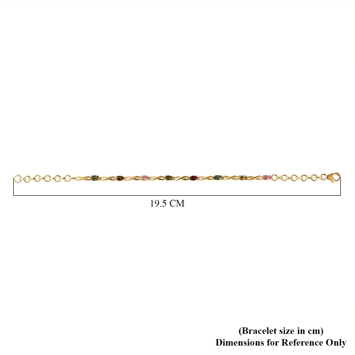 Mehrfarbiges-Turmalin Armband, ca. 20 cm, 925 Silber vergoldet, ca. 1.88 ct