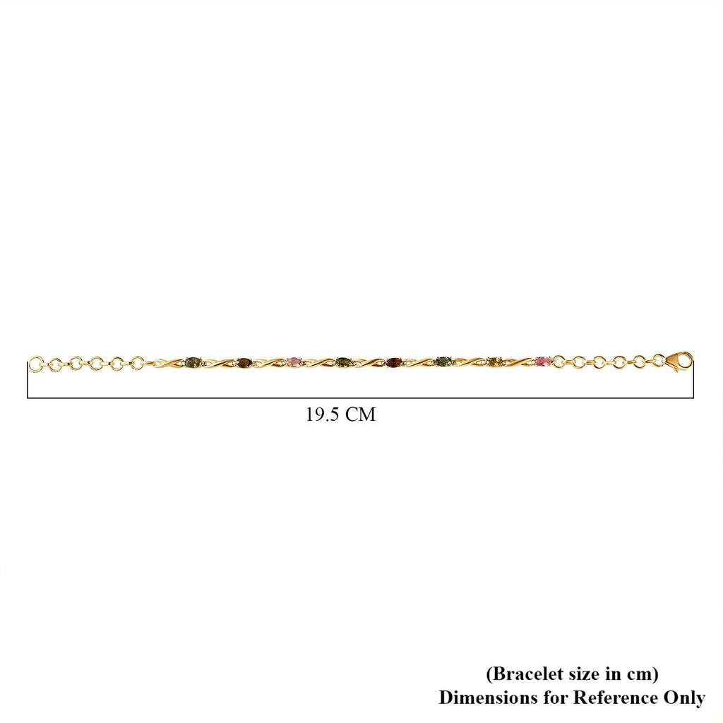 Mehrfarbiges-Turmalin Armband, ca. 20 cm, 925 Silber vergoldet, ca. 1.88 ct