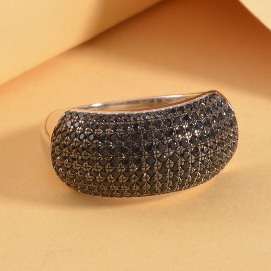 Schwarzer Spinell Ring, 925 Silber, (Größe 16.00), ca. 1.78 ct
