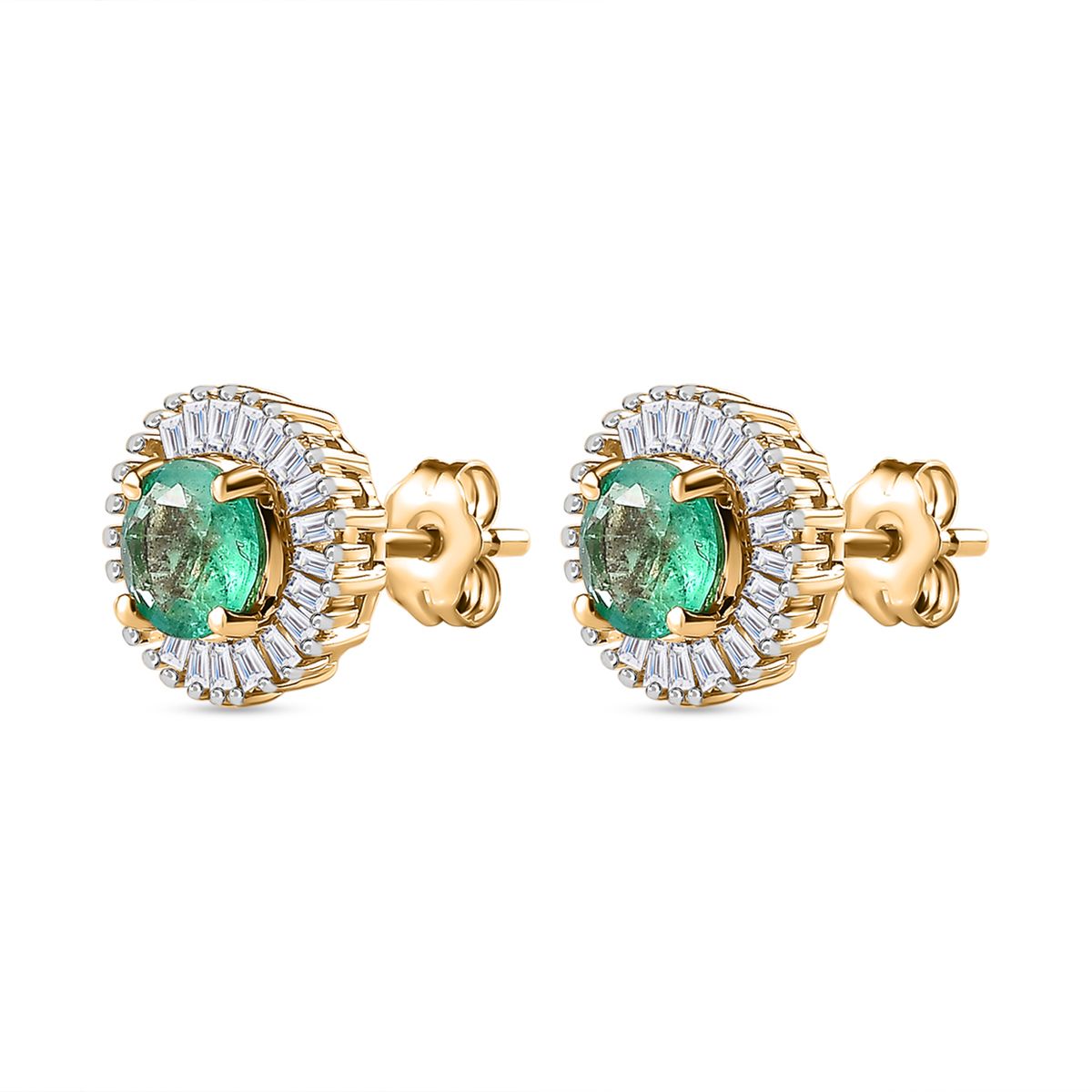 AAA Kagem Sambischer Smaragd, Weißer Diamant Ohrringe 585 Gold ca. 1.17 ct
