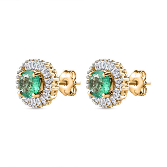 AAA Kagem Sambischer Smaragd, Weißer Diamant Ohrringe 585 Gold ca. 1.17 ct