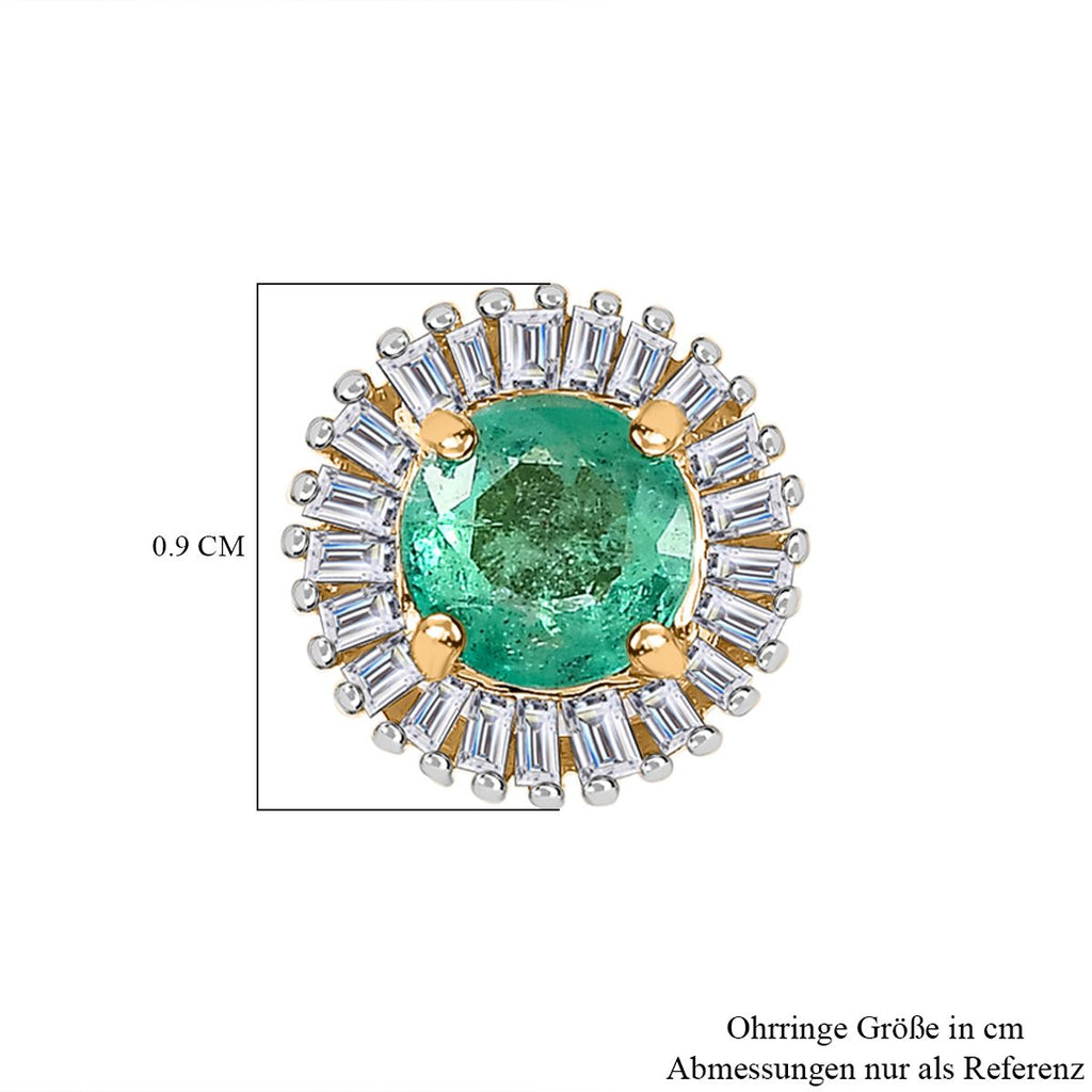 AAA Kagem Sambischer Smaragd, Weißer Diamant Ohrringe 585 Gold ca. 1.17 ct