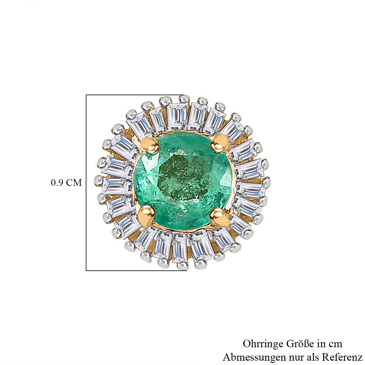 AAA Kagem Sambischer Smaragd, Weißer Diamant Ohrringe 585 Gold ca. 1.17 ct