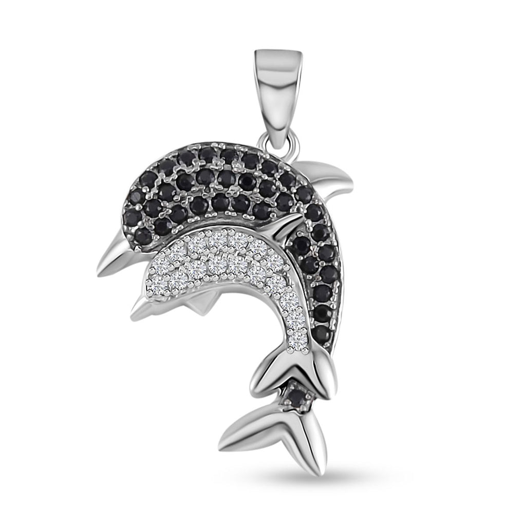 Weißer Zirkon, Schwarzer Spinell Anhänger, 925 Silber, ca. 0.20 ct