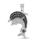 Weißer Zirkon, Schwarzer Spinell Anhänger, 925 Silber, ca. 0.20 ct