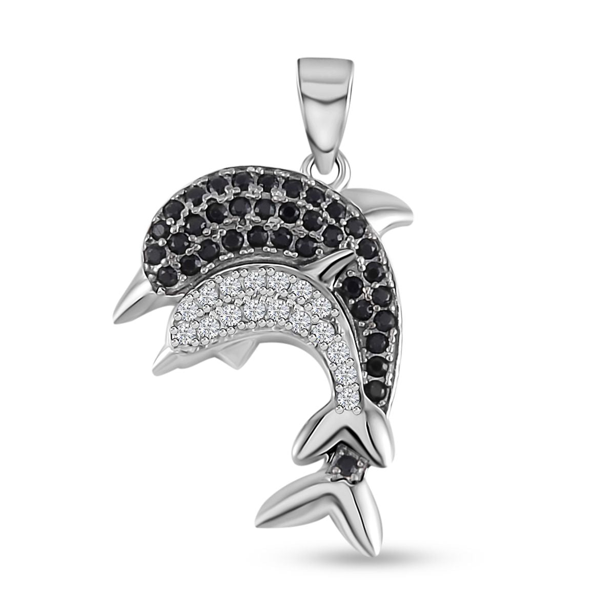 Weißer Zirkon, Schwarzer Spinell Anhänger, 925 Silber, ca. 0.20 ct