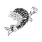 Weißer Zirkon, Schwarzer Spinell Anhänger, 925 Silber, ca. 0.20 ct