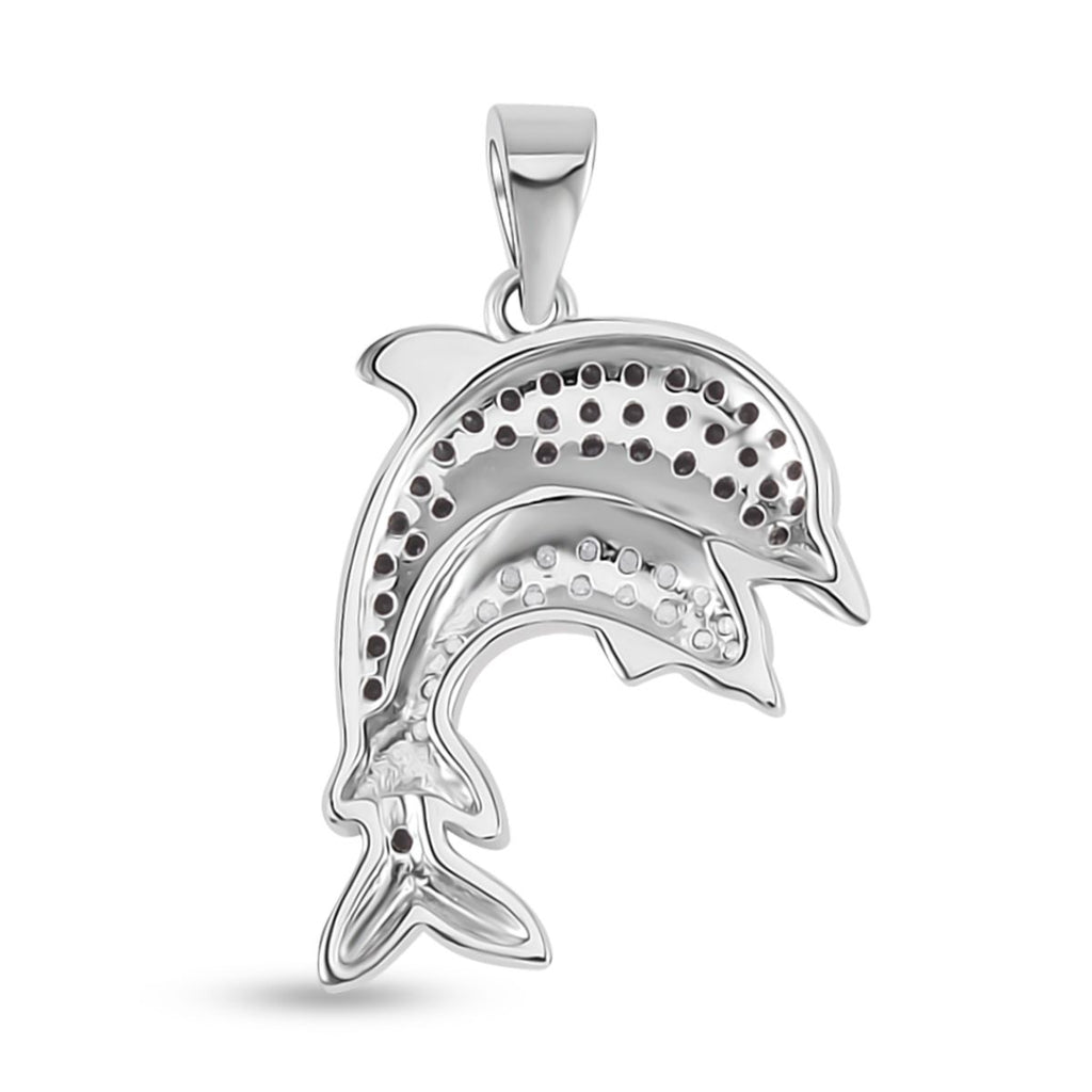 Weißer Zirkon, Schwarzer Spinell Anhänger, 925 Silber, ca. 0.20 ct
