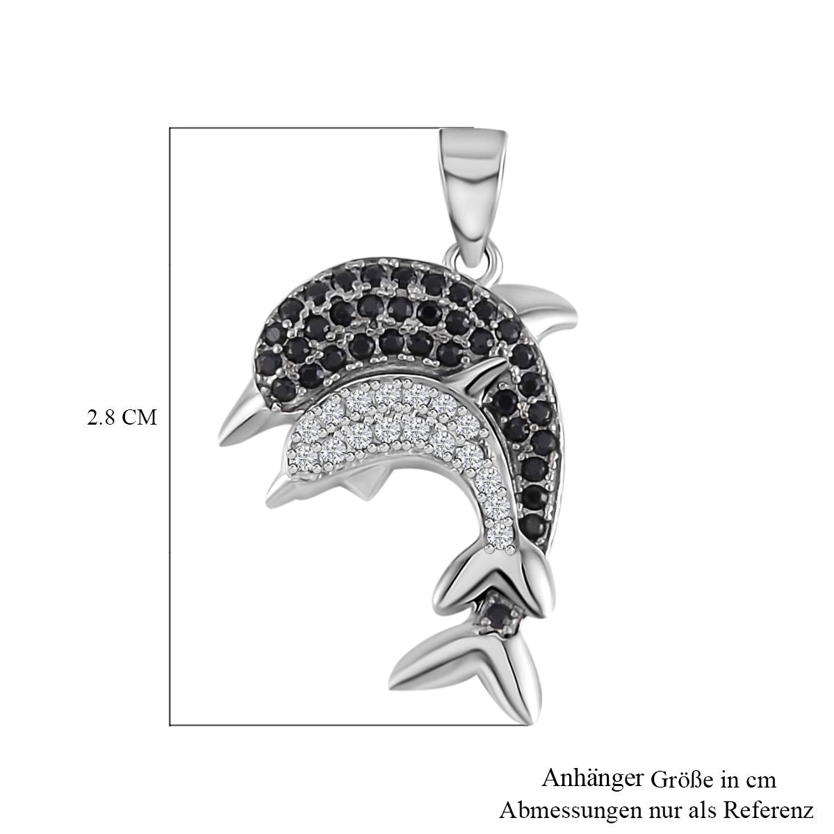 Weißer Zirkon, Schwarzer Spinell Anhänger, 925 Silber, ca. 0.20 ct
