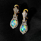 AA Natürlicher, äthiopischer Welo Opal, Weißer Zirkon Ohrringe, 925 Silber Gelbgold Vermeil, ca. 3.51 ct