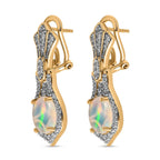 AA Natürlicher, äthiopischer Welo Opal, Weißer Zirkon Ohrringe, 925 Silber Gelbgold Vermeil, ca. 3.51 ct