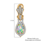 AA Natürlicher, äthiopischer Welo Opal, Weißer Zirkon Ohrringe, 925 Silber Gelbgold Vermeil, ca. 3.51 ct