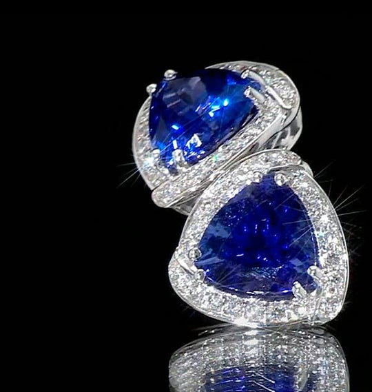 Rhapsody AAAA Tansanit, Weißer Diamant AGI zertifiziert Ohrringe 950 Platin ca. 4.00 ct