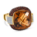 AAA Citrin, Mosambik Granat Ring, 925 Silber Gelbgold Vermeil, (Größe 19.00) ca. 21.30 ct