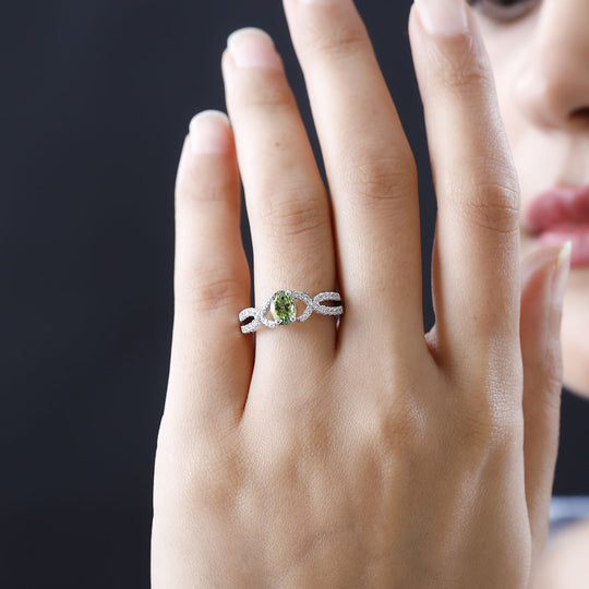 Natürlicher AA Calabar-Turmalin, Weißer Zirkon Ring, 925 Silber platiniert, (Größe 19.00) ca. 3.36 ct