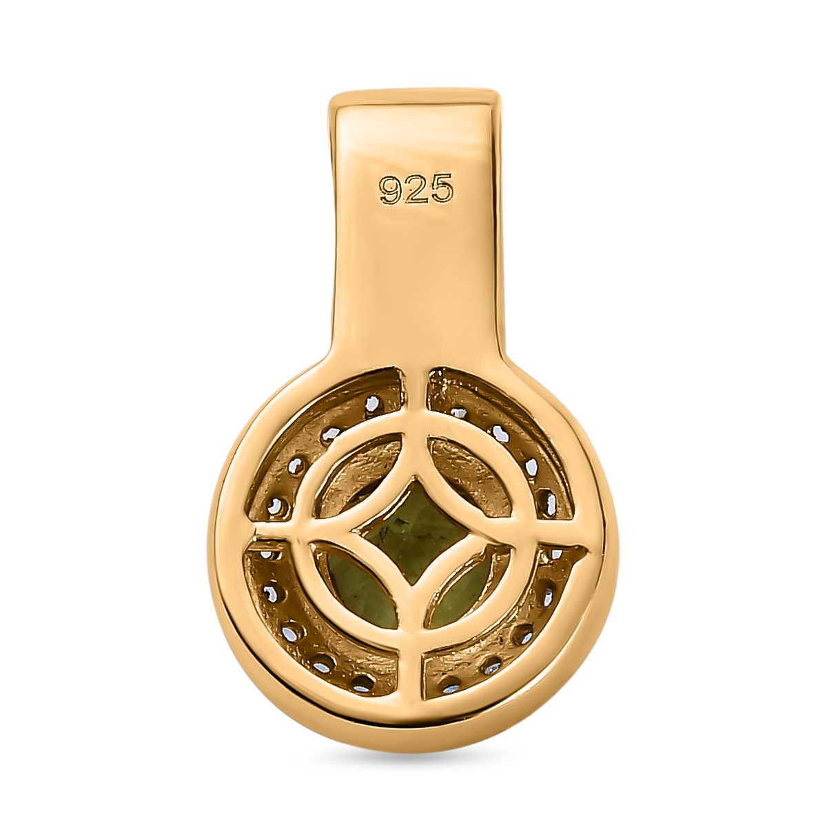 Natürlicher AA Calabar-Turmalin, Weißer Zirkon Anhänger, 925 Silber Gelbgold Vermeil ca. 0.80 ct