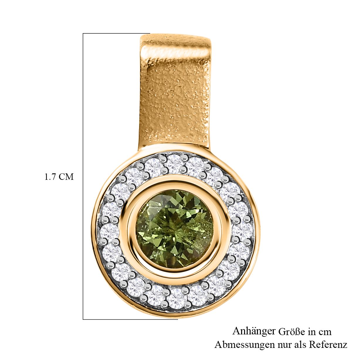 Natürlicher AA Calabar-Turmalin, Weißer Zirkon Anhänger, 925 Silber Gelbgold Vermeil ca. 0.80 ct