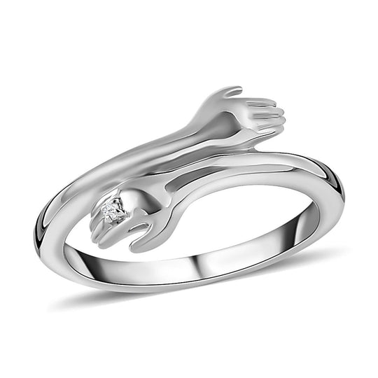 Weißer Diamant Ring, 925 Silber platiniert (Größe 17.00) ca.