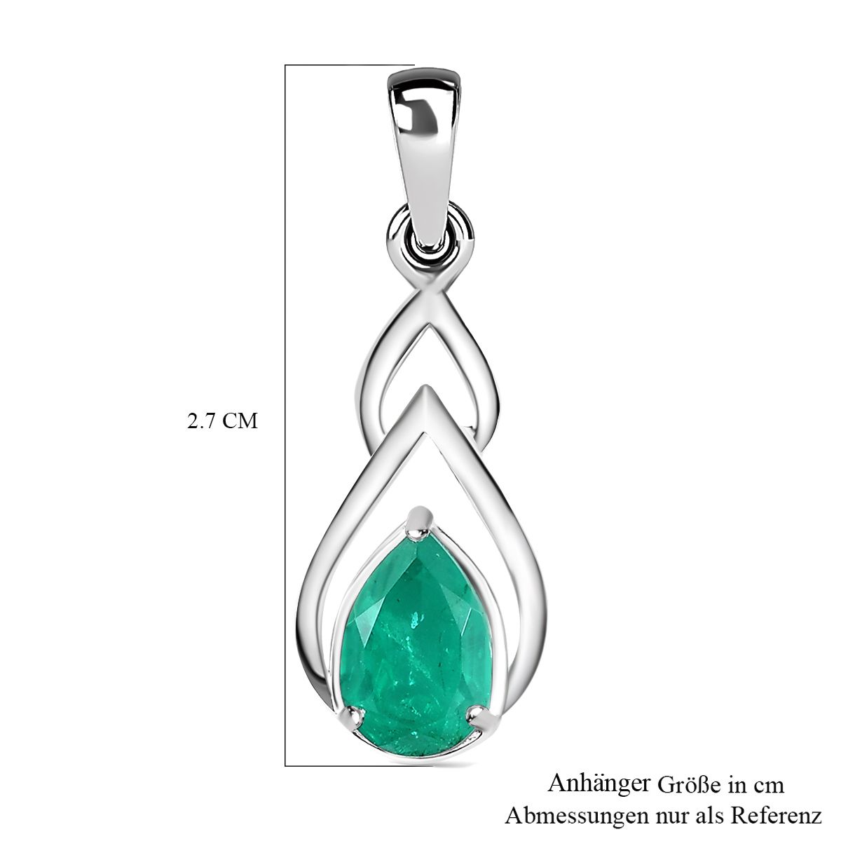 Smaragd-Quarz-Triplette Anhänger, 925 Silber ca. 1.64 ct