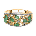 Sambischer Smaragd, Weißer Zirkon Ring, 925 Silber Gelbgold Vermeil (Größe 17.00) ca. 0.98 ct