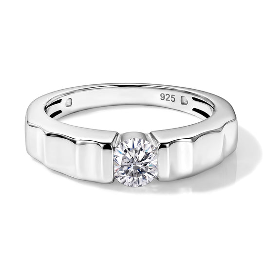 Moissanit Solitär Ring, 925 Silber mit Roségold Vermeil - 0,51 ct.