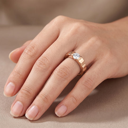 Moissanit Solitär Ring, 925 Silber mit Roségold Vermeil - 0,51 ct.