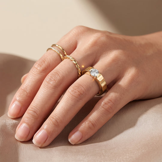 Moissanit Solitär Ring, 925 Silber mit Roségold Vermeil - 0,51 ct.