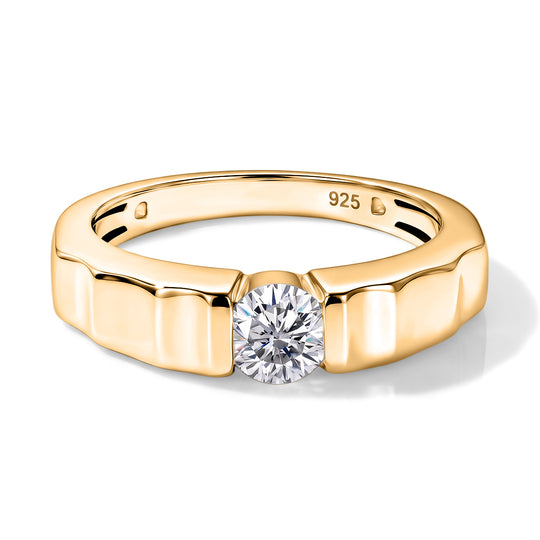 Moissanit Solitär Ring, 925 Silber mit Roségold Vermeil - 0,51 ct.