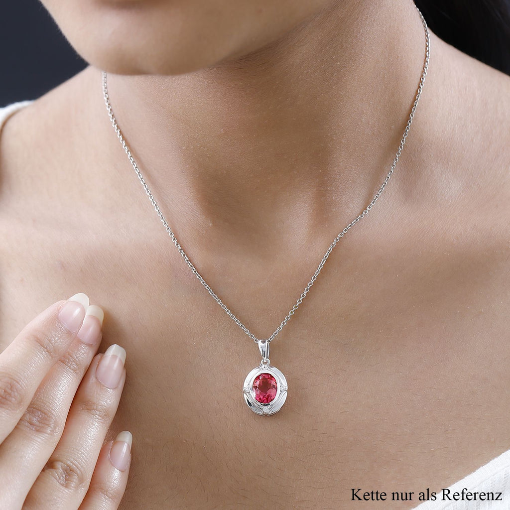 Sunset Triplett Quarz, Weißer Zirkon Anhänger 925 Silber platiniert ca. 3.06 ct