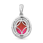 Sunset Triplett Quarz, Weißer Zirkon Anhänger 925 Silber platiniert ca. 3.06 ct