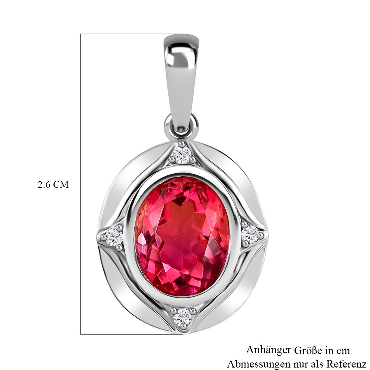 Sunset Triplett Quarz, Weißer Zirkon Anhänger 925 Silber platiniert ca. 3.06 ct