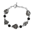Meteorit, Schwarzes Turmalin Armband, ca. 19 cm, 925 Silber rhodiniert, ca. 74.01 ct