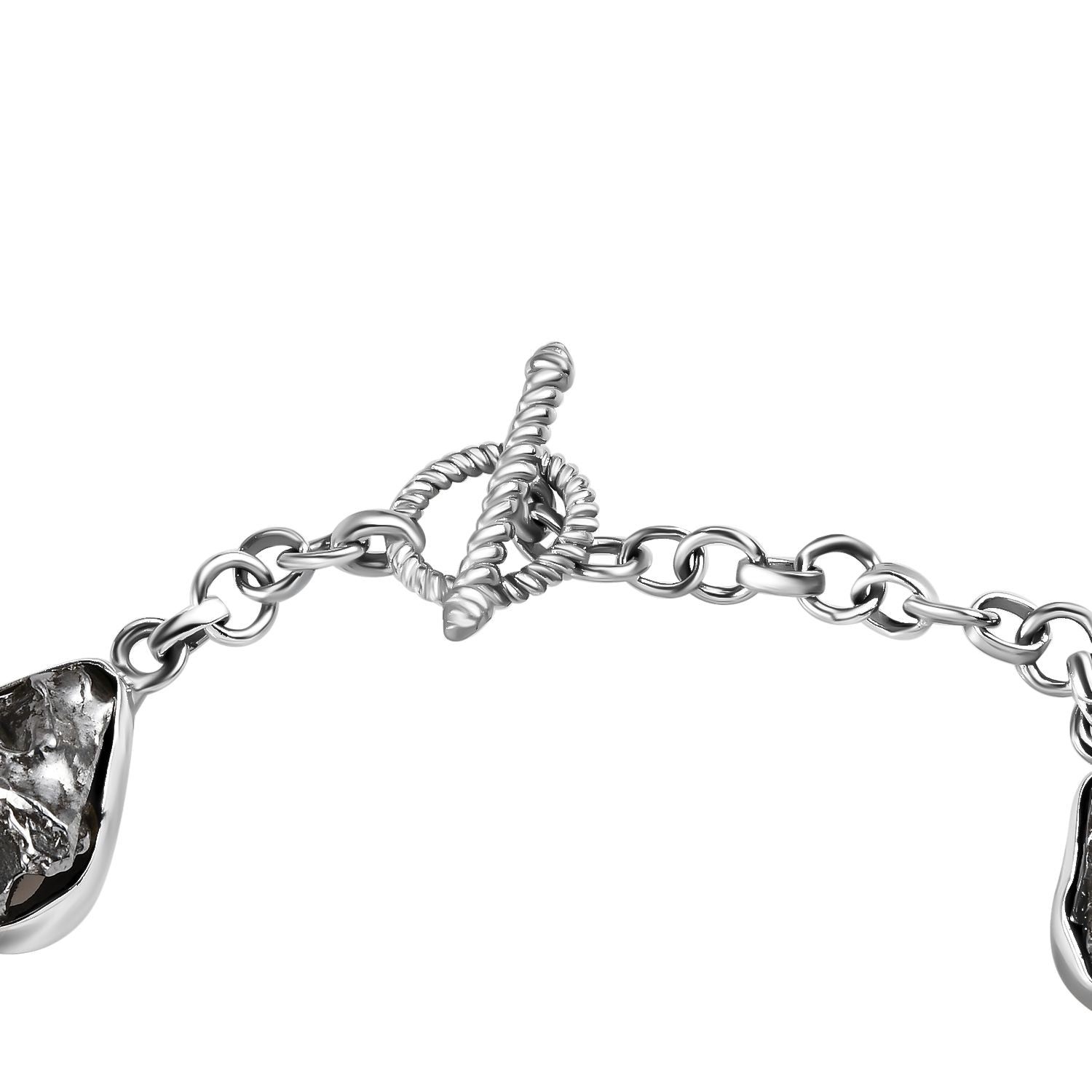 Meteorit, Schwarzes Turmalin Armband, ca. 19 cm, 925 Silber rhodiniert, ca. 74.01 ct