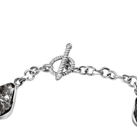 Meteorit, Schwarzes Turmalin Armband, ca. 19 cm, 925 Silber rhodiniert, ca. 74.01 ct