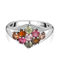 Mehrfarbiger-Turmalin Ring, 925 Silber platiniert, (Größe 16.00), ca. 0.97 ct