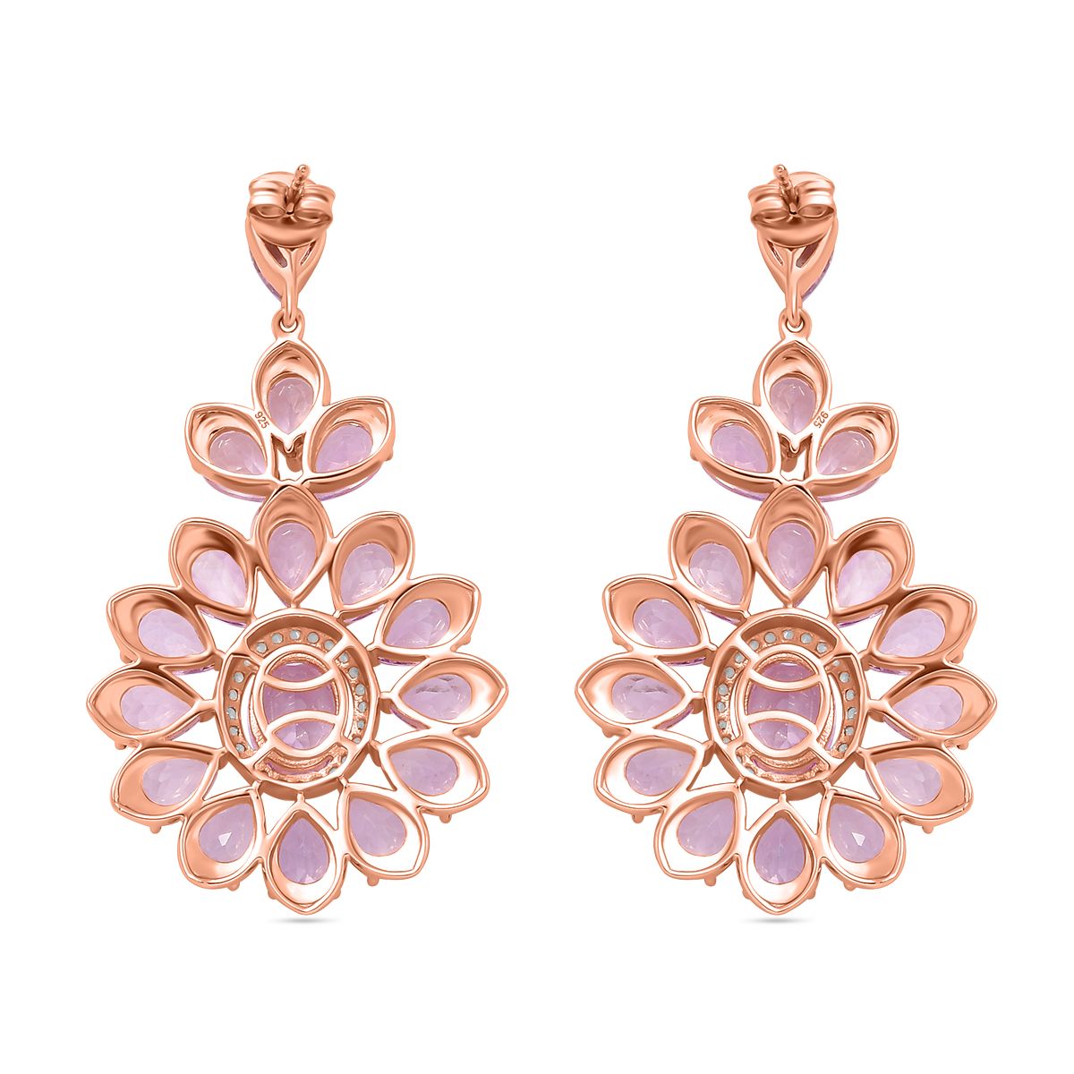 AA Rose De France Amethyst Ohrringe 925 Silber Roségold Vermeil ca. 25,62 ct.