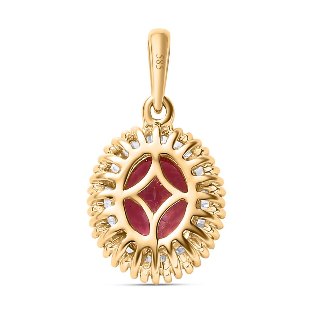 AAA Rosa Calabar-Turmalin, Weißer Diamant Anhänger, 585 Gold, ca. 1.33 ct