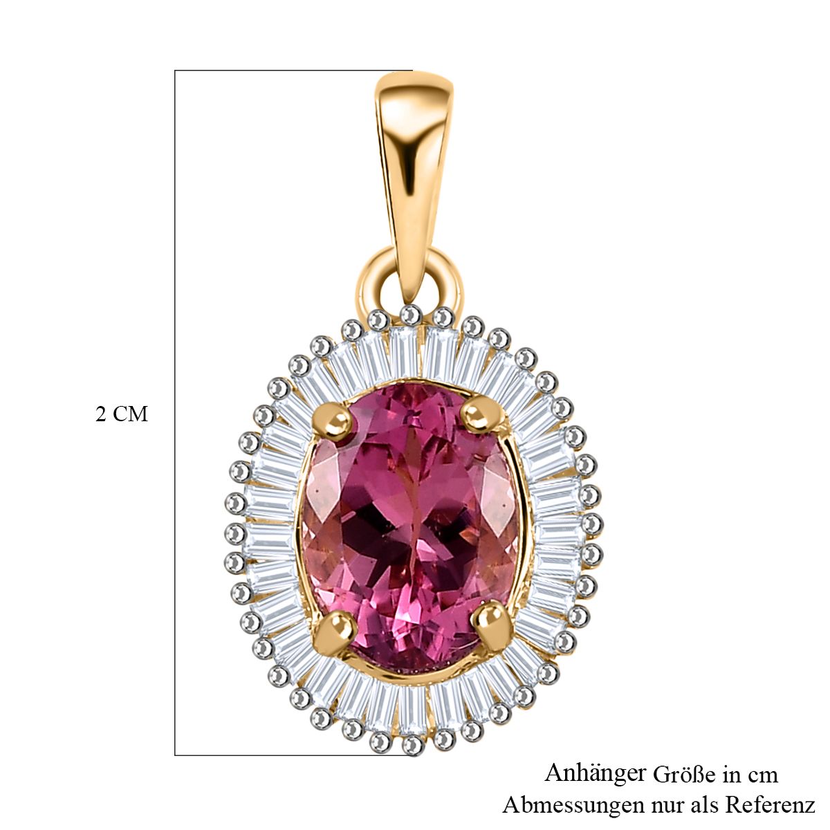 AAA Rosa Calabar-Turmalin, Weißer Diamant Anhänger, 585 Gold, ca. 1.33 ct