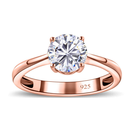 Moissanit Ring, 925 Silber Roségold Vermeil, (Größe 20.00) ca. 1.13 ct
