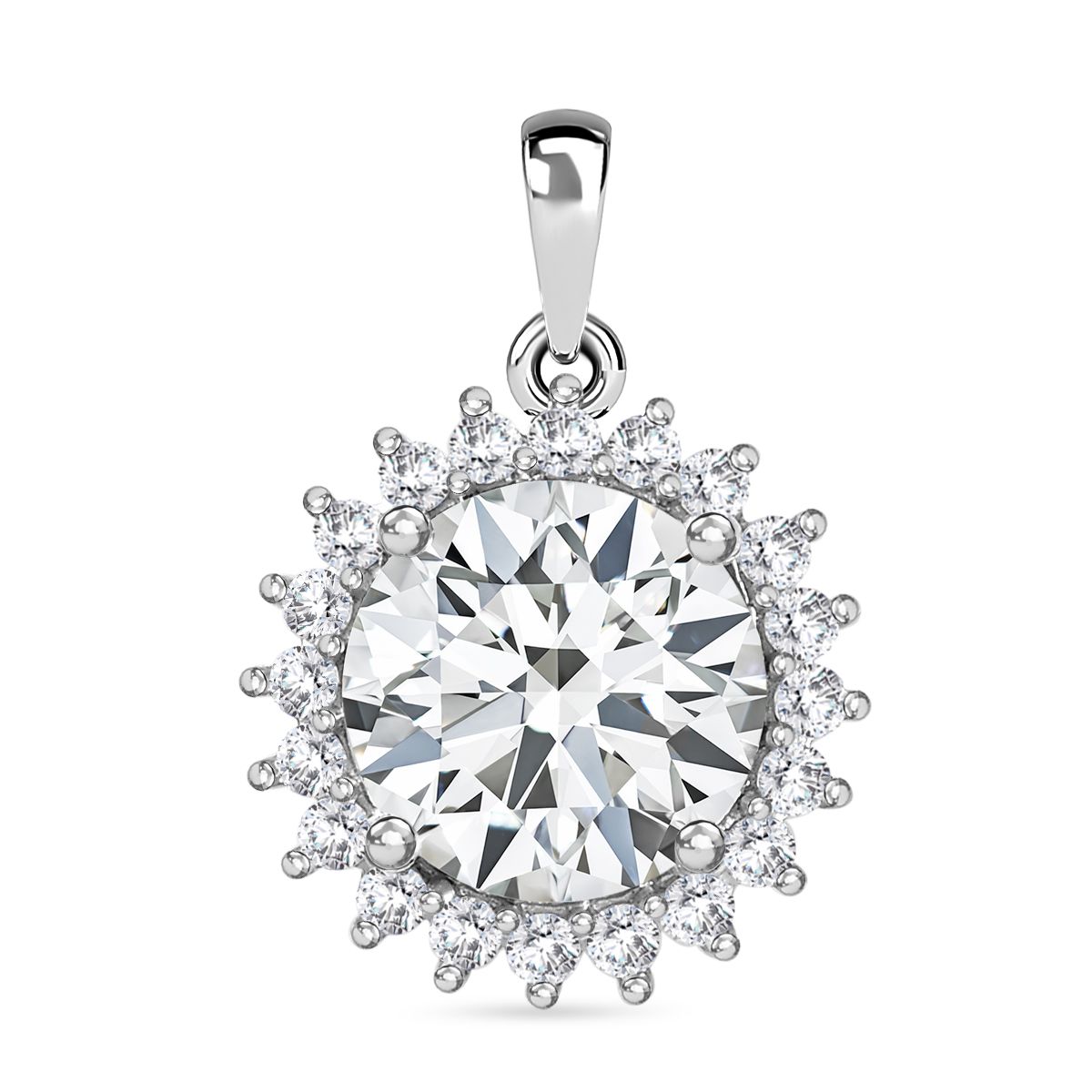 Moissanit Anhänger, 925 Silber platiniert, ca. 3.86 ct