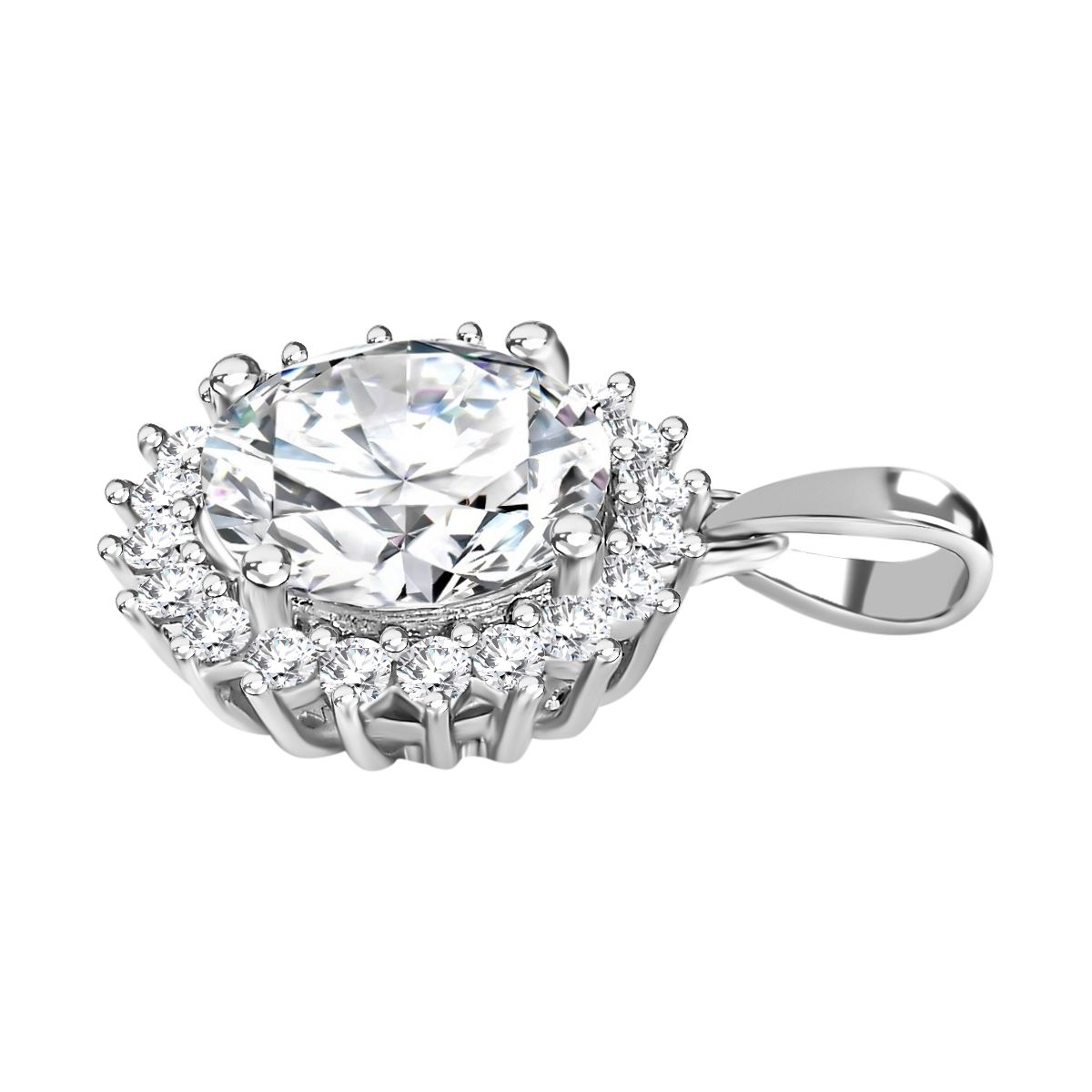 Moissanit Anhänger, 925 Silber platiniert, ca. 3.86 ct
