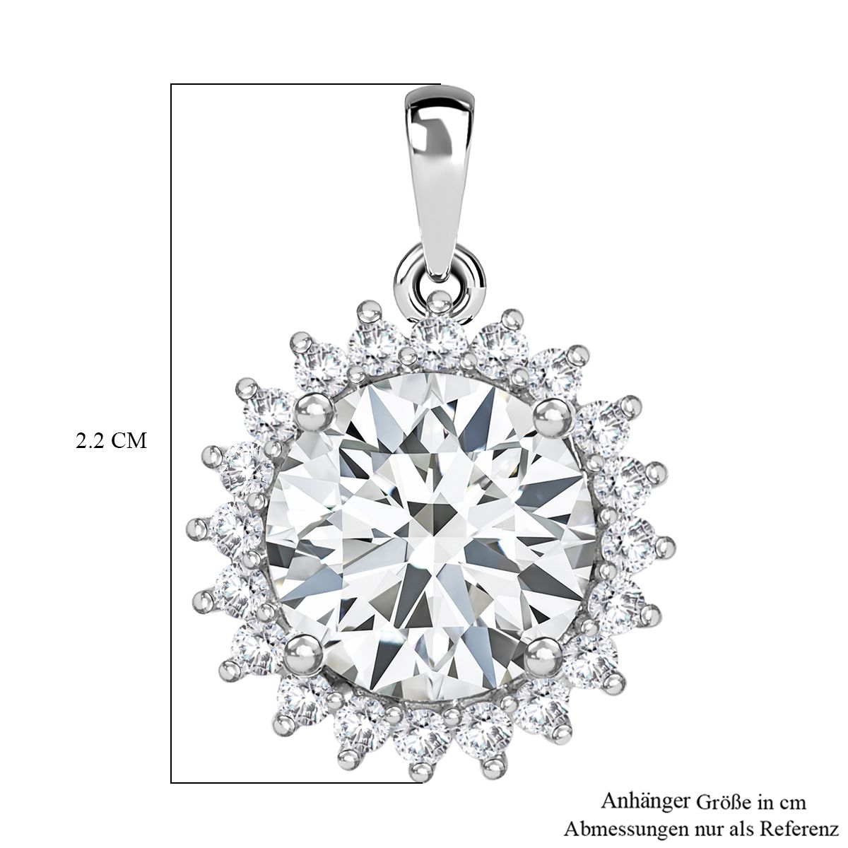 Moissanit Anhänger, 925 Silber platiniert, ca. 3.86 ct