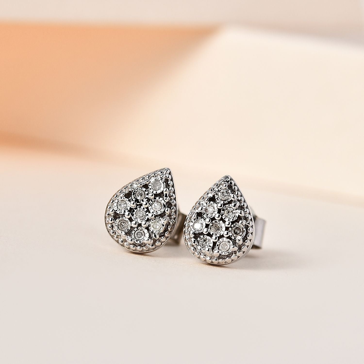 Weißer Diamant P3 Ohrringe 925 Silber rhodiniert ca. 0,05 ct.