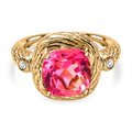 Sunset Quarz Triplette, Weißer Zirkon Ring,, 925 Silber Gelbgold Vermeil, (Größe 16.00), ca. 3.57 ct