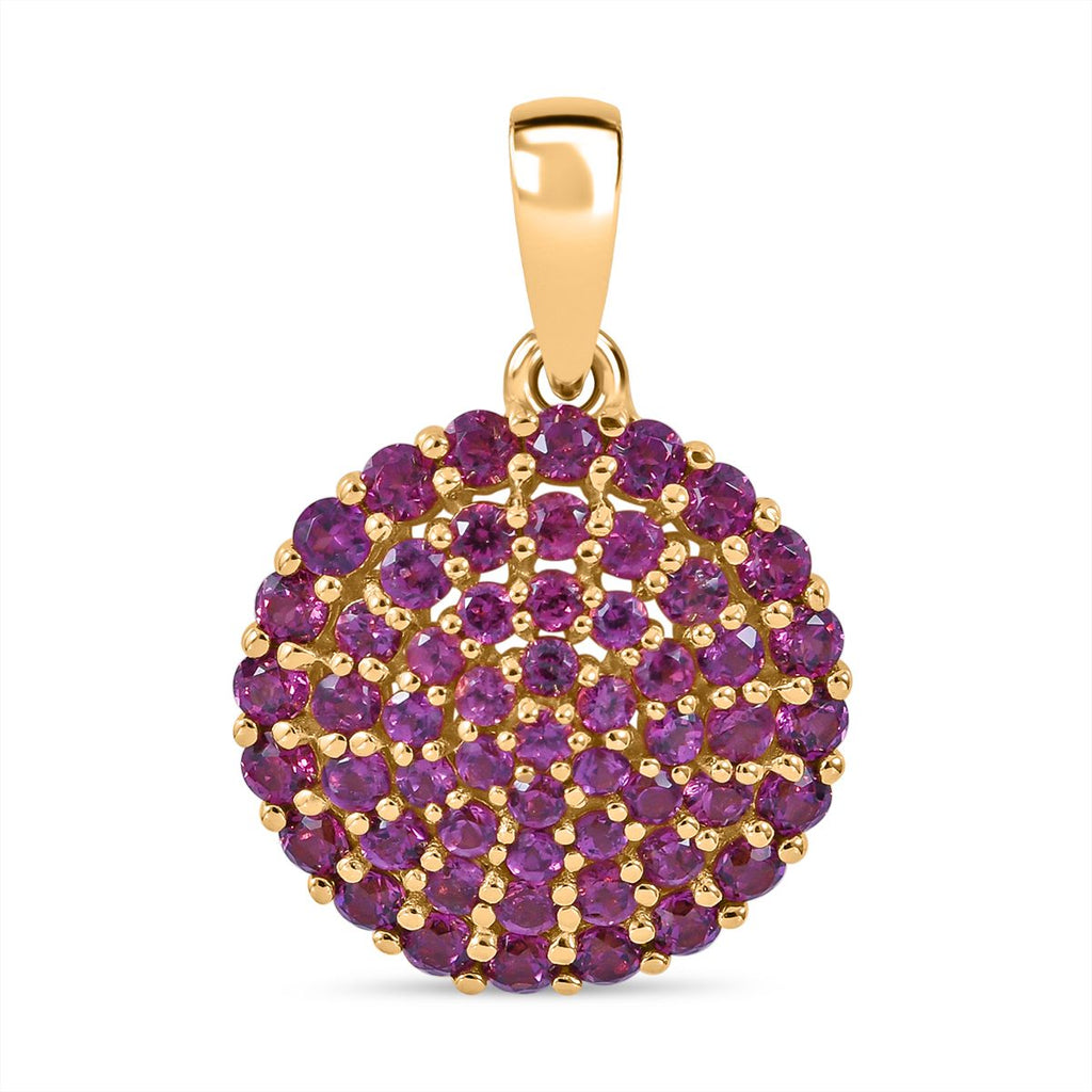 Rhodolith Granat Anhänger, 925 Silber Gelbgold Vermeil ca. 1.89 ct