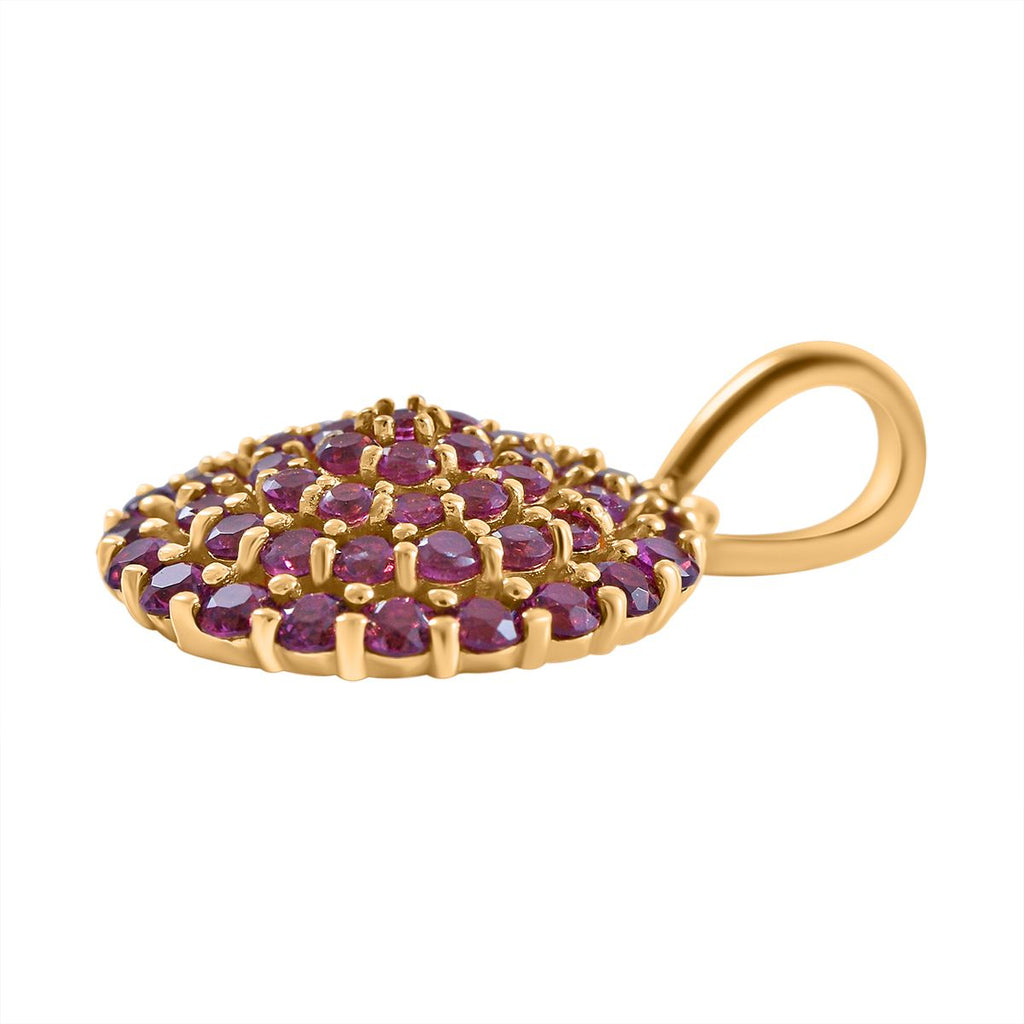 Rhodolith Granat Anhänger, 925 Silber Gelbgold Vermeil ca. 1.89 ct
